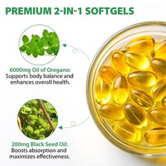 Oil Oregano Oil 6000mg 300 Softgel with Black Seed Organic 200mg Immune Support