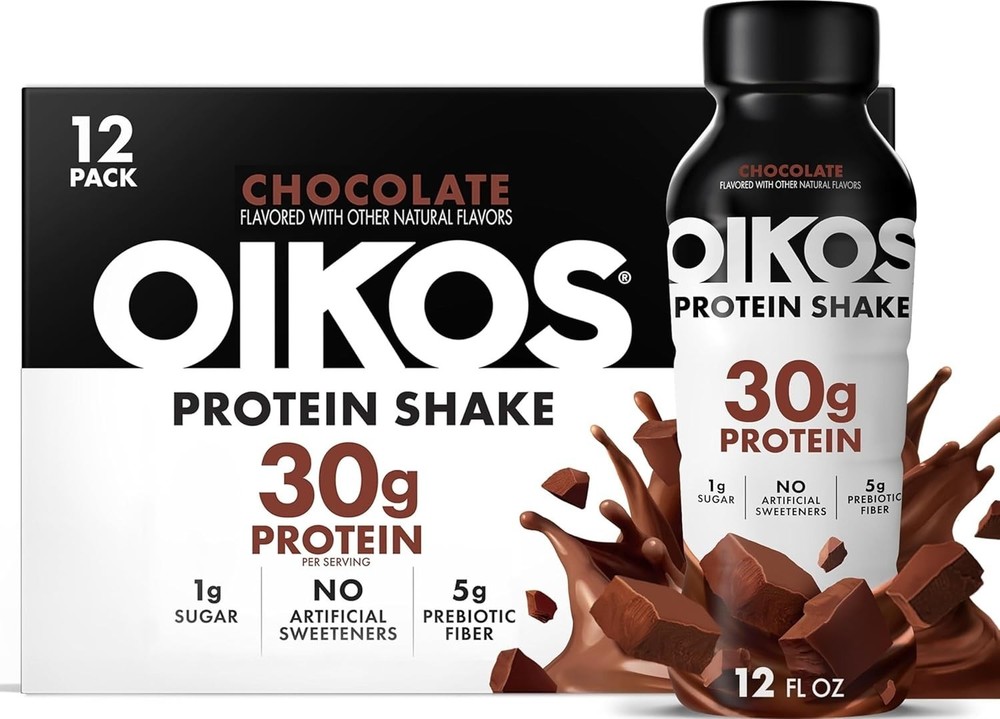 Oikos Protein Shake, Chocolate, 30g Protein, Ready to Drink, 12 fl oz, 12 count