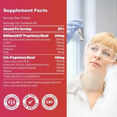 ZOOONE 1000mg NAD+ Berry Drink Mix 30 Pack Anti-Aging Energy Focus Support
