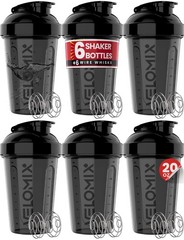 -6 PACK- 20 oz Protein Shaker Bottle for Protein Mixes – 6x Wire Whisk | Leak…