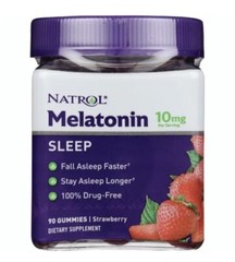 Natrol MELATONIN 10 mg SLEEP AID- Strawberry GUMMIES For KIDS Adults BETTER REST