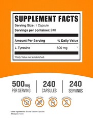 BulkSupplements L-Tyrosine 240 Capsules – 500 mg Per Serving