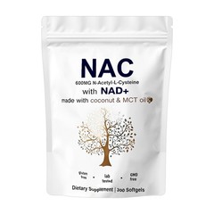 NAC 600mg with NAD+, 300 Coconut MCT Oil Softgels | N Acetyl L Cysteine 1 Pack