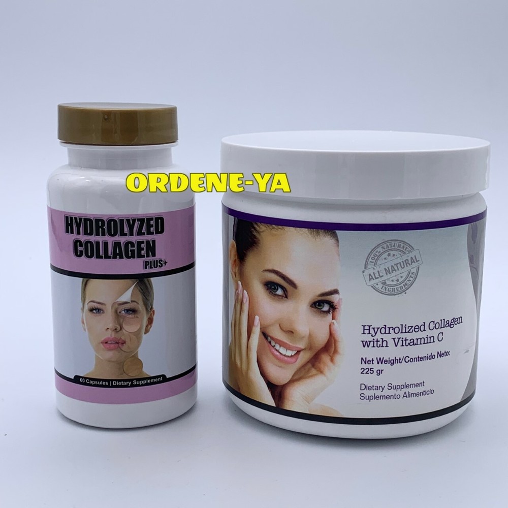 Colageno Hidrolizado Hydrolized Collagen Vitamin C 100% Natural Powder & Caps