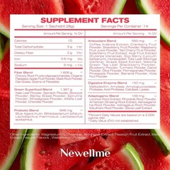 NEWELLME Happy Cleaner Gut Health Superfoods Powder, Watermelon Flavor, with