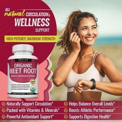 Circulation – 2040mg Root 90 Tablets – Energy, Beet & Antioxidant TopLux Organic