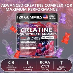 Crasye Creatine Monohydrate Gummies Complex 8000 MG for Men Women, Creatine G…