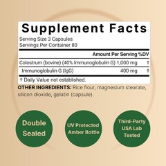 NatureBell Bovine Colostrum Supplement 1,000mg Per 240 Count (Pack of 1)