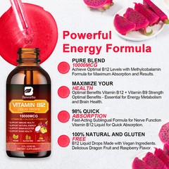 High-Strength 10000mcg Vitamin B12 Liquid Drops 60ml Methylcobalamin Supplement