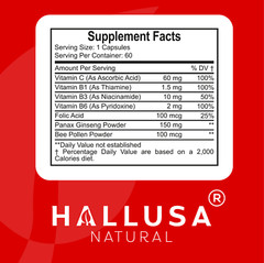 Energy – Memory and Focus Supplements – Energy Boost – Folic Acid – 60 Caps