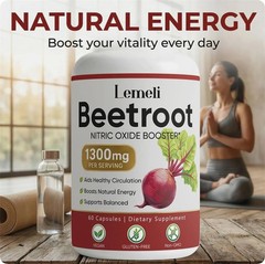 Lemeli Beetroot – 1300mg, Lemeli Beet Root Supplement 60 Capsules （1-5 pack）