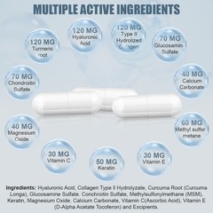 Hyaluronic Acid 60 Capsules Skin Hydration Joint Support Supplement