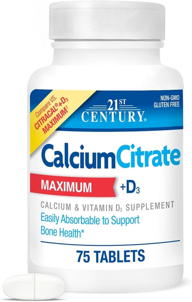 75 Count Calcium Citrate & D Caplets – Pure, Gluten-Free Supplement for Wellness