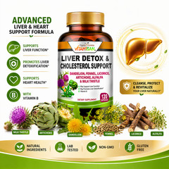 Liver Cleanse & Detox Support Supplement 1600mg with 120 caps + Milk Thistle