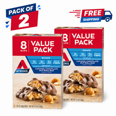 Atkins Snack Bar, Caramel Chocolate Nut Roll, Keto Friendly, 8 Ct (2 Packs)