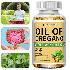 120 Softgels 2 in 1 Black Seed Oil and Oil of Oregano,HEALTHY DIGESTION SYSTEM