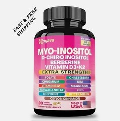 NEW Zoyava Myo-Inositol D-Chiro Inositol Berberine D3+K2 -90Caps – Free Shipping