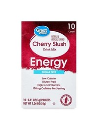 Great Value Energy Cherry Slush Drink Mix, 0.11 oz, 10 Count Exp:08/2026