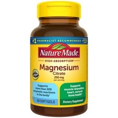 Nature Made Magnesium Citrate 250mg Muscle, Nerve, Bone&Heart Support Supplement
