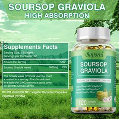 Soursop Graviola Capsules 1000mg – Antioxidant, Lung Cleanse, Respiratory Health
