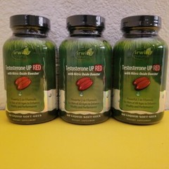 Lot of 3 Irwin Naturals TESTOSTERONE UP RED W/Nitric Oxide Booster 60 Each New
