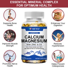 Calcium 1000mg Magnesium 400mg Zinc 25mg Vitamin D3 600iu Bone Muscle Health MX