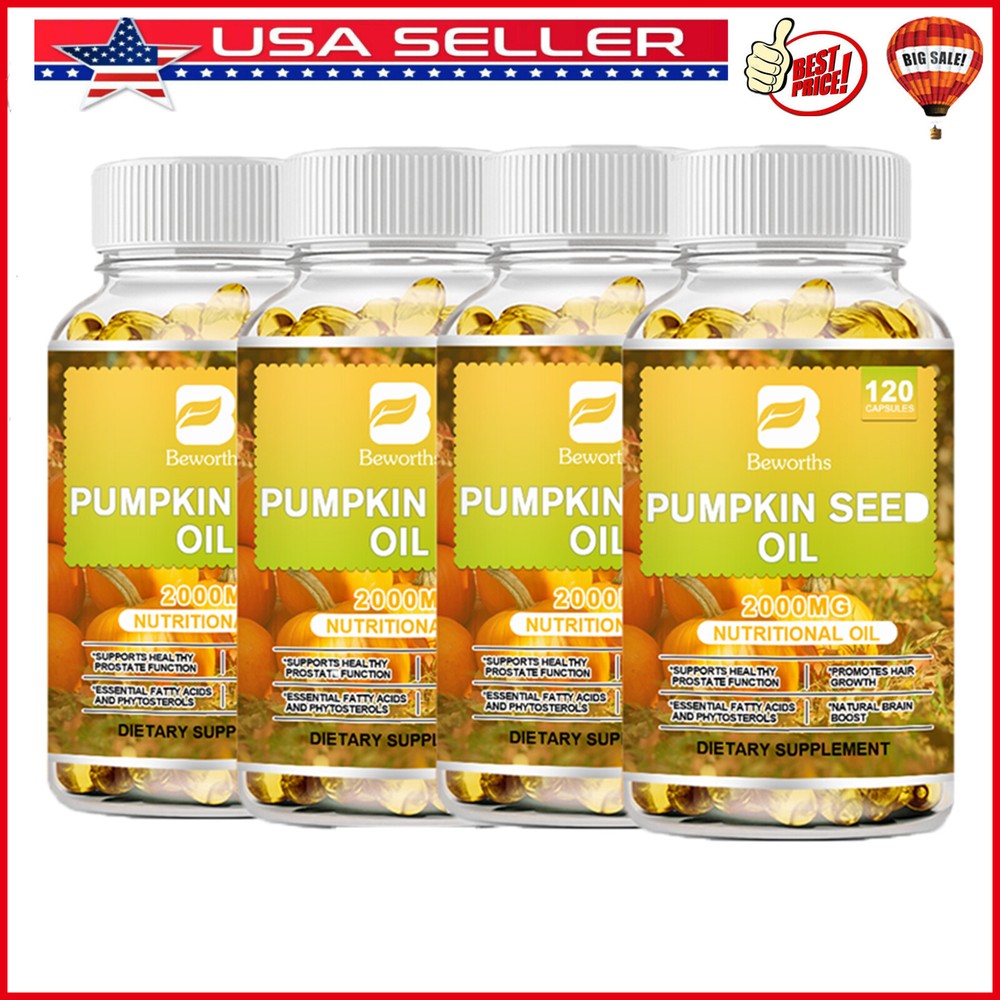 1/2/4 Bottles Pumpkin Seed Oil Capsules 2000mg Nutrional Oil, Brain Boost