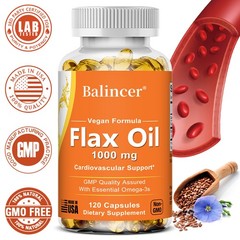 Flaxseed Oil 1000mg Supplements Cardiovascular Health Support Immune System US