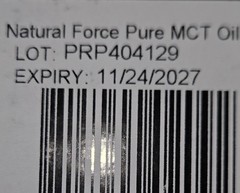 Natural Force Organic Pure C8 MCT Oil Liquid in Glass Bottle Container 16 Ounce