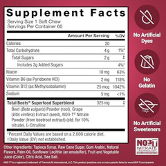 Force Factor Total Beets Concentrated Beet Root Soft Chews Exp 07/2027
