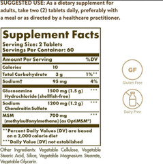 Solgar Triple Strength Glucosamine Chondroitin MSM Shellfish-Free (120 Tablets)