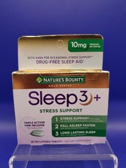 Nature’s Bounty Sleep 3+ Stress Support Sleep Aid 28Ct Tablets EXP 07/2026