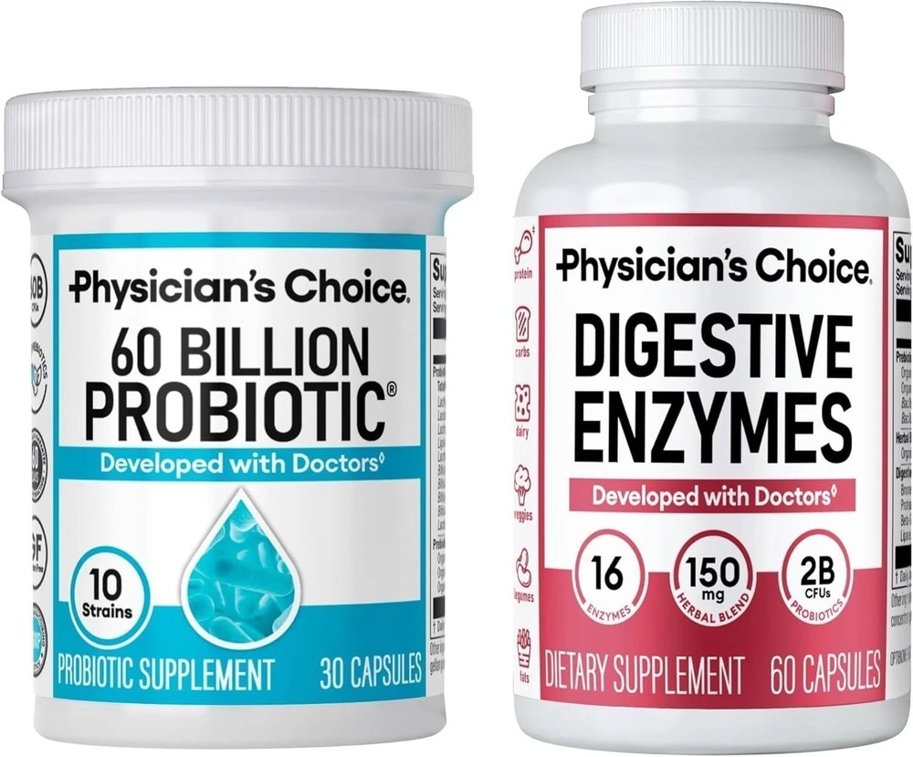 Choice 60 Digestive Probiotic & Billion Enzymes Digestive Health STEAMING Physic