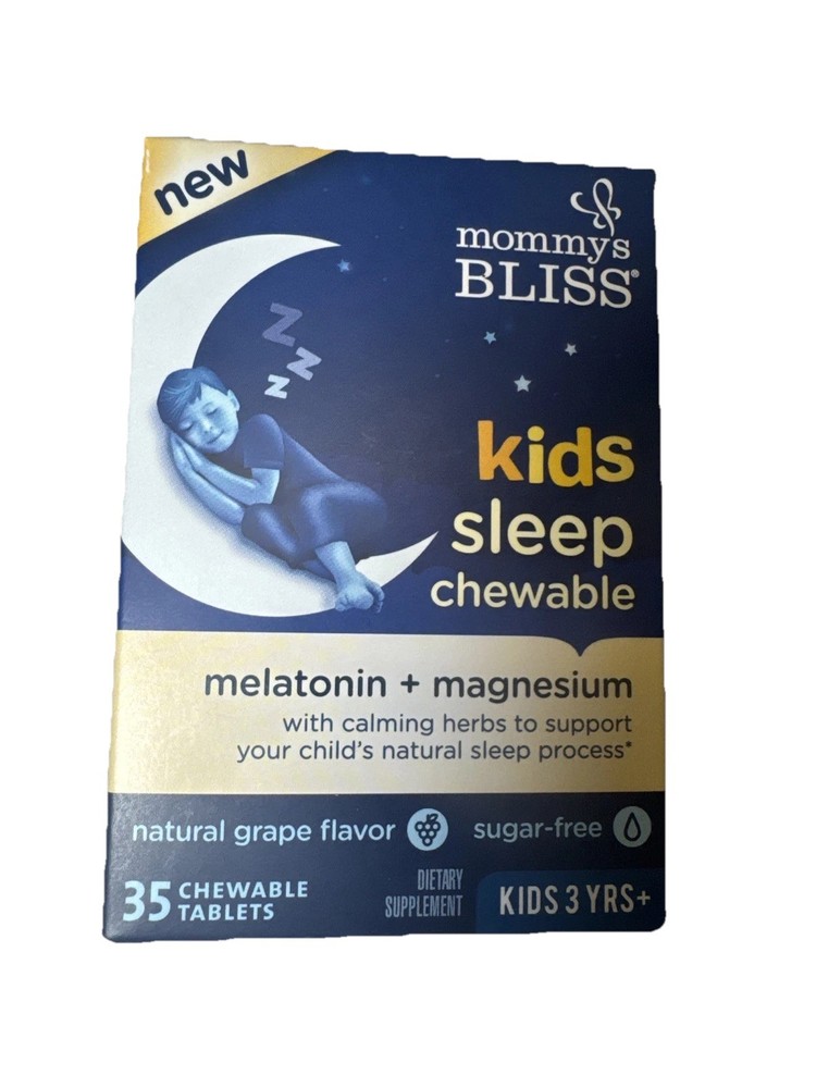 Mommy’s Bliss Kids Sleep Melatonin + Magnesium 35 Grape Chewables 11/2027 sealed