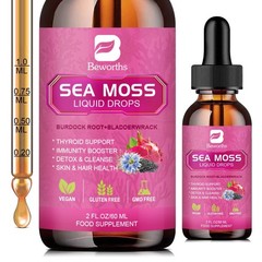 Sea Moss Liquid Drops – Organic Irish with Black 2 Fl Oz (Pack of 1)