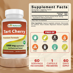 Tart Cherry Extract 1000mg Capsules 60 Count