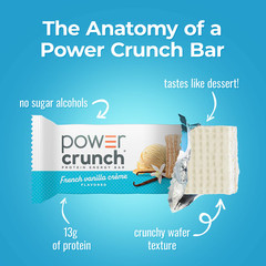 Power Crunch Original Protein Energy Bars, French Vanilla Cream, 1.4 oz, 5 Count