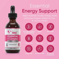 BioSource Labs Essential B Complex-Daily Vegan Vitamin B-Complex Sublingual Liqu