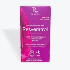 R Beauty, Resveratol, Trans-Resveratrol 500MG, 60 Capsules