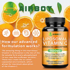 120pcs Liposomal Vitamin C 1600mg – High Absorption, Fat Soluble Vit Supplements