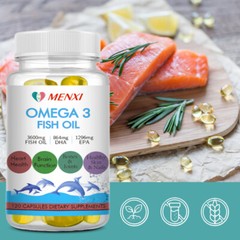 Omega 3 Fish Oil Capsules 3x strength 3600mg EPA & DHA,Highest Potency 60/120pcs