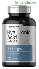 Hyaluronic Acid with MSM | 1000 mg | 120 Capsules | Non-GMO | by Horbaach