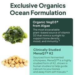 Organics Ocean Better D3 + K2100% Organic VIT D3 and K2 Supplements with Maxi…