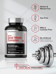 Horny Goat Weed Complex | 10,340 mg | 180 Capsules | Vegetarian | by Horbaach