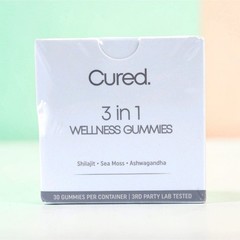 Cured 3-in-1 Wellness Gummies Shilajit Sea Moss Ashwagandha Energy Stress 30 Ct