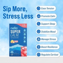 Nello Supercalm Calming Drink Mix Supplement Powder – Raspberry Lemonade – 10ct
