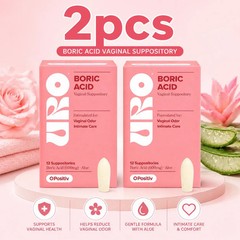 2 PACKS-NEW URO – Boric Acid Vaginal Support Acid & Aloe For Vaginal Odor, 12 Ct