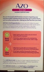 LOT AZO BORIC ACID VAGINAL SUPPOSITORIES SUPPLEMENT Ph BALANCE 30 X3 90 CAPSULES