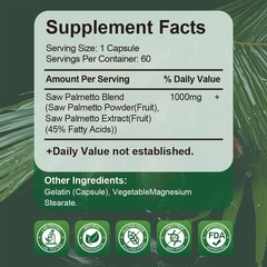 120 Saw Palmetto 1000mg – Premium Health Supporting proslate urinary, and hair