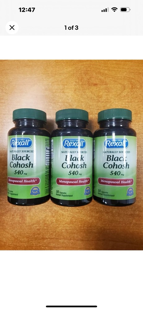 3 Pk: Rexall Black Cohosh – Menopausal Support – 540mg 50 Caps ea Exp. 3/31/28